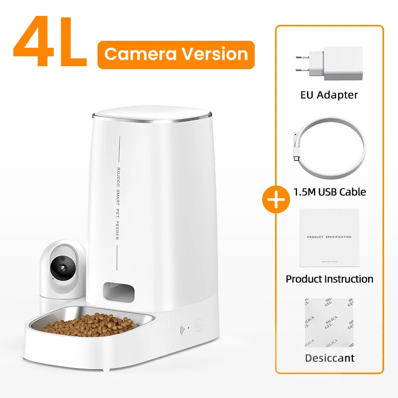 Smart Feeder Cam 4L -  Auto Pet Feeder with Camera Control